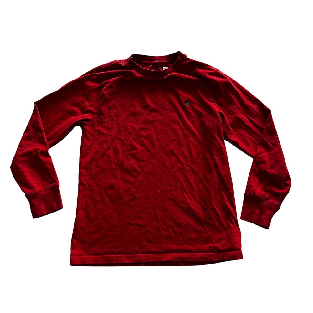 Polo Ralph Lauren Boy's MD Red Green Pony Long Sleeve T-shirt